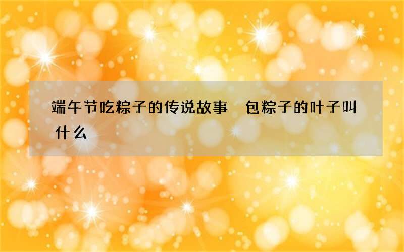 端午节吃粽子的传说故事 包粽子的叶子叫什么